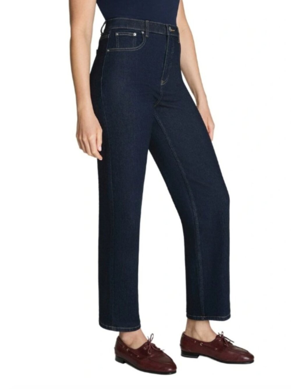 Spanx 90s Straight Leg Jeans In Marina Dark Blue Medium Tall